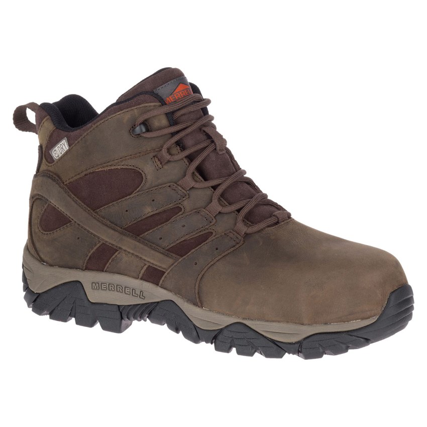 Bottes de Securite Merrell Moab Vertex Mid Leather Waterproof Comp Toe Marron Foncé Homme | N.X.ARZQ